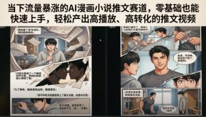 当下流量暴涨的AI漫画小说推文赛道，零基础也能快速上手，轻松产出高播放、高转化的推文视频-大象聊项目