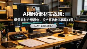 AI视频素材实战班：爆量素材升级原创，投产翻倍不再是口号，0-1系统教学实战落地-大象聊项目
