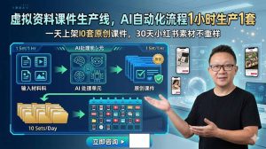 虚拟资料课件生产线，AI自动化流程1小时生产1套，一天上架10套原创课件，30天小红书素材不重样-大象聊项目
