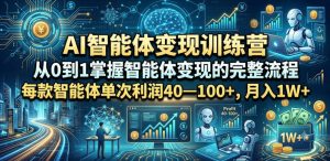AI智能体变现训练营，从0到1掌握智能体变现的完整流程，每款智能体单次利润40—100+，月入1W+-大象聊项目