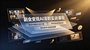 副业变现AI漫剧实训课程，智能体辅助生成分镜，参考素材批量出片，轻松制作流量短视频-大象聊项目