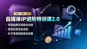 自媒体IP进阶特训课2.0，零基础撰写高转化内容，筛选优质创业项目，补齐变现短板盘活流量-大象聊项目