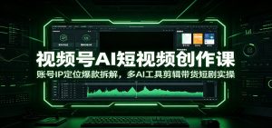 视频号AI短视频创作课：账号IP定位爆款拆解，多AI工具剪辑带货短剧实操-大象聊项目