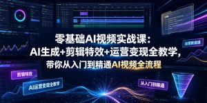 零基础AI视频实战课:AI生成+剪辑特效+运营变现全教学,带你从入门到精通AI视频全流程-大象聊项目