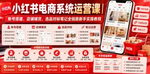 小红书电商系统运营课|账号搭建、店铺铺货、选品对标笔记全链路新手实操教程-大象聊项目