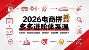 2026电商拼多多进阶体系课,开店避坑,链接上架,内功优化,自然流矩阵|直通车付费|全套实操教学-大象聊项目