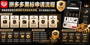 拼多多黑标申请流程,帮助商家获取流量倾斜与活动优先资格,助力品牌溢价与转化-大象聊项目