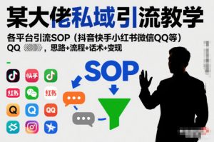 某大佬私域引流教学,各平台引流SOP(抖音快手小红书微信QQ等),思路+流程+话术+变现(更新0708)-大象聊项目