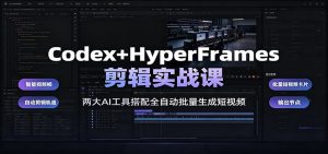 Codex+HyperFrames剪辑实战课：两大AI工具搭配全自动批量生成短视频-大象聊项目