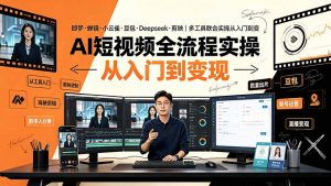 AI短视频全流程实操：即梦·蝉镜·小云雀·豆包·Deepseek·剪映｜多工具联合实操从入门到变现-大象聊项目