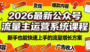 2026最新公众号流量主运营系统课程(更新7月)-大象聊项目