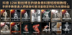 抖音12W粉丝博主的健身类科普短视频教程,手把手教普通人把健身科普流量稳定转化为长期收益-大象聊项目