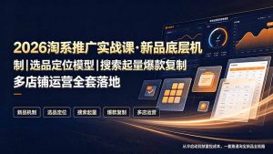 2026淘系推广实战课·新品底层机制|选品定位模型|搜索起量爆款复制多店铺运营全套落地教程-大象聊项目