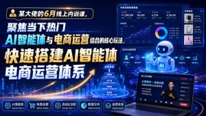 某大佬的6月线上内训课，聚焦当下热门AI智能体与电商运营结合的核心玩法，快速搭建AI智能体电商运营体系-大象聊项目