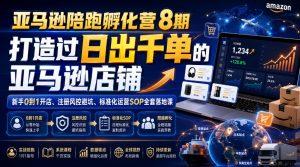 亚马逊陪跑孵化营8期,打造过日出千单的亚马逊店铺,新手0到1开店、注册风控避坑、标准化运营SOP全套落地课-大象聊项目