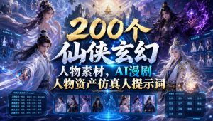 200个仙侠玄幻人物素材，AI漫剧人物资产仿真人提示词-大象聊项目