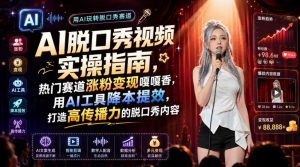 AI脱口秀视频实操指南，热门赛道涨粉变现嘎嘎香，用AI工具降本提效，打造高传播力的脱口秀内容-大象聊项目