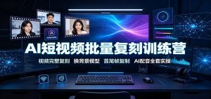 AI短视频批量复刻训练营：视频完整复刻，换背景模型、首尾帧复制、AI配音全套实操-大象聊项目