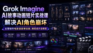 Grok Imagine AI故事动画短片实战课|解决AI角色崩坏,从零制作电影级叙事动画、精剪成片全教程(中英字幕)-大象聊项目