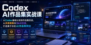 Codex AI作品集实战课，从Codex基础认知到作品集实战，从灵感搜集到Skill沉淀，打造属于你的AI作品集网站-大象聊项目