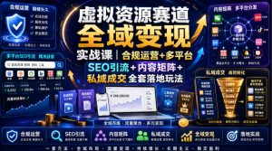 虚拟资源赛道全域变现实战课｜合规运营+多平台SEO引流+内容矩阵+私域成交全套落地玩法-大象聊项目