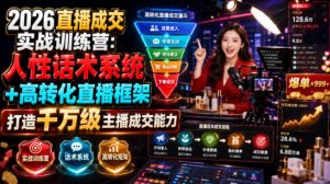 2026直播成交实战训练营：人性话术系统+高转化直播框架，打造千万级主播成交能力-大象聊项目