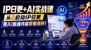 IP日更+AI实战课，从0启动IP日更，IP置顶视频制作+100条选题库搭建+10条日更规划，用AI跑通内容获客闭环!-大象聊项目