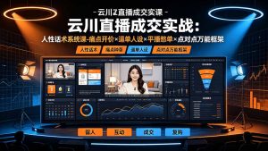 云川直播成交实战：人性话术系统课-痛点种草×塑品开价×逼单人设×平播憋单×点对点万能框架-大象聊项目