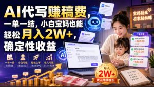 AI代写賺稿费，一单一结，小白宝妈也能轻松月入2W+，确定性收益【揭秘】-大象聊项目