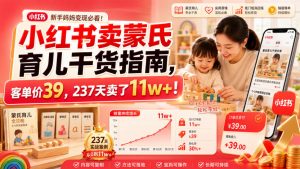 小红书卖蒙氏育儿干货指南,客单价39,237天卖了11w+!-大象聊项目