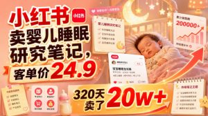 小红书卖婴儿睡眠研究笔记,客单价24.9,320天卖了20w+-大象聊项目