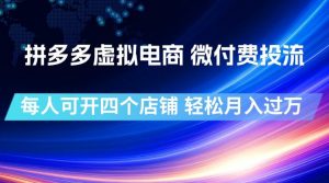 拼多多虚拟电商，微付费投流玩法，每人可开四个店，轻松月入过1W【揭秘】-大象聊项目