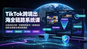 TikTok跨境出海全链路系统课-2026年7月：AI自动化内容｜批量矩阵起号｜蓝海选品回款全链路出海实操课程-大象聊项目