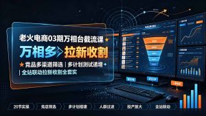 老火电商03期万相台截流课：竞品多渠道筛选｜多计划测试递增｜全站联动拉新收割全套实操教学-大象聊项目
