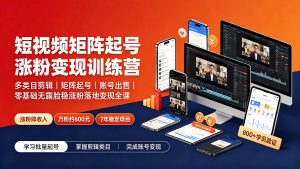 短视频矩阵起号涨粉变现训练营|多类目剪辑·矩阵起号·账号出售,0基础无露脸稳涨粉落地变现全课-更新-大象聊项目