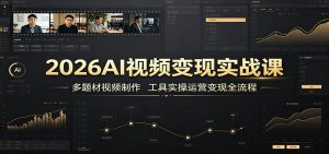 2026AI视频变现实战课:多题材视频制作,工具实操运营变现全流程-大象聊项目