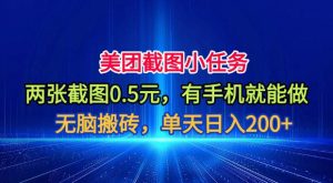 美团截图小任务，两张截图0.5元，有手机就能做，单天日入200+【揭秘】-大象聊项目