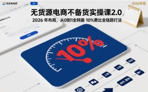 无货源电商不备货实操课2.0，2026年布局，从0到1全网最低10%费比全链路打法【更新26年7月22日】-大象聊项目