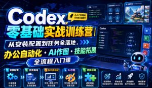 Codex零基础实战训练营|从安装配置到任务全落地,办公自动化・AI作图・技能拓展全流程入门课-大象聊项目