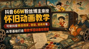 抖音66W粉丝博主亲授怀旧动画教学,可做抖音精选独家、收徒、接商单等,从零基础打造爆款怀旧动画短视频-大象聊项目