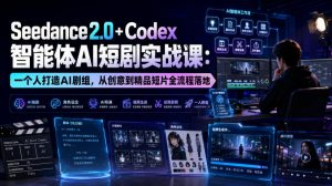 Seedance2.0+Codex智能体AI短剧实战课:一个人打造AI剧组,从创意到精品短片全流程-大象聊项目