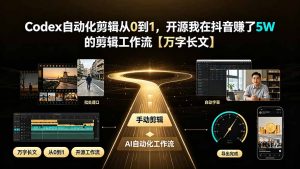 Codex自动化剪辑从0到1，开源我在抖音赚了5W 的剪辑工作流【万字长文】-大象聊项目