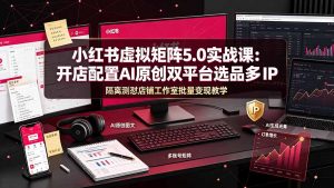 小红书虚拟矩阵5.0实战课:开店配置|AI原创|双平台选品|多IP隔离|测怼店铺工作室批量变现实操教学-大象聊项目