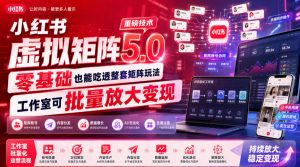 小红书虚拟矩阵5.0重磅技术,零基础也能吃透整套矩阵玩法,工作室可批量放大变现-大象聊项目
