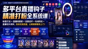 多平台直播钩子精准打粉全系统课|标签打法+直播间搭建+全套话术+私域导流+直播切片闭环,告别无效流量,让精准顾客找上门!-大象聊项目