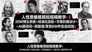 人性思维格局短视频教学：20W博主亲授×标准化流程×字幕封面设计×AI提示词×橱窗带货6W件实战经验-大象聊项目