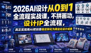 2026AI设计从0到1全流程实战课，不拼画功，设计IP全流程，真正实现用AI把创意稳定转化为商业化设计成果-大象聊项目