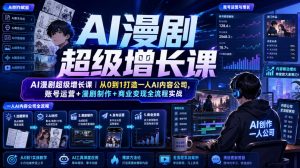 AI漫剧超级增长课｜从0到1打造一人AI内容公司，账号运营+漫剧制作+商业变现全流程实战-大象聊项目