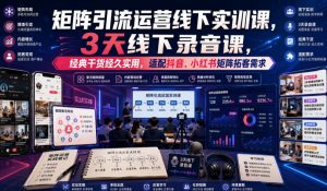 嗨推矩阵引流运营线下实训课，3天线下录音课，经典干货经久实用，适配抖音、小红书矩阵拓客需求-大象聊项目