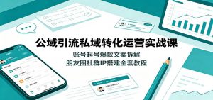 公域引流私域转化运营实战课：账号起号爆款文案拆解，朋友圈社群IP搭建全套教程-大象聊项目